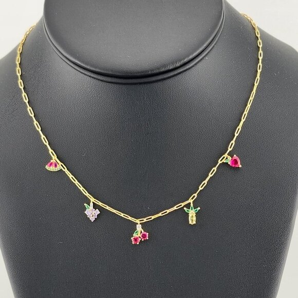 Jewelry - Fruit Fiesta: Sterling Silver 925 Multi-Fruit Necklace